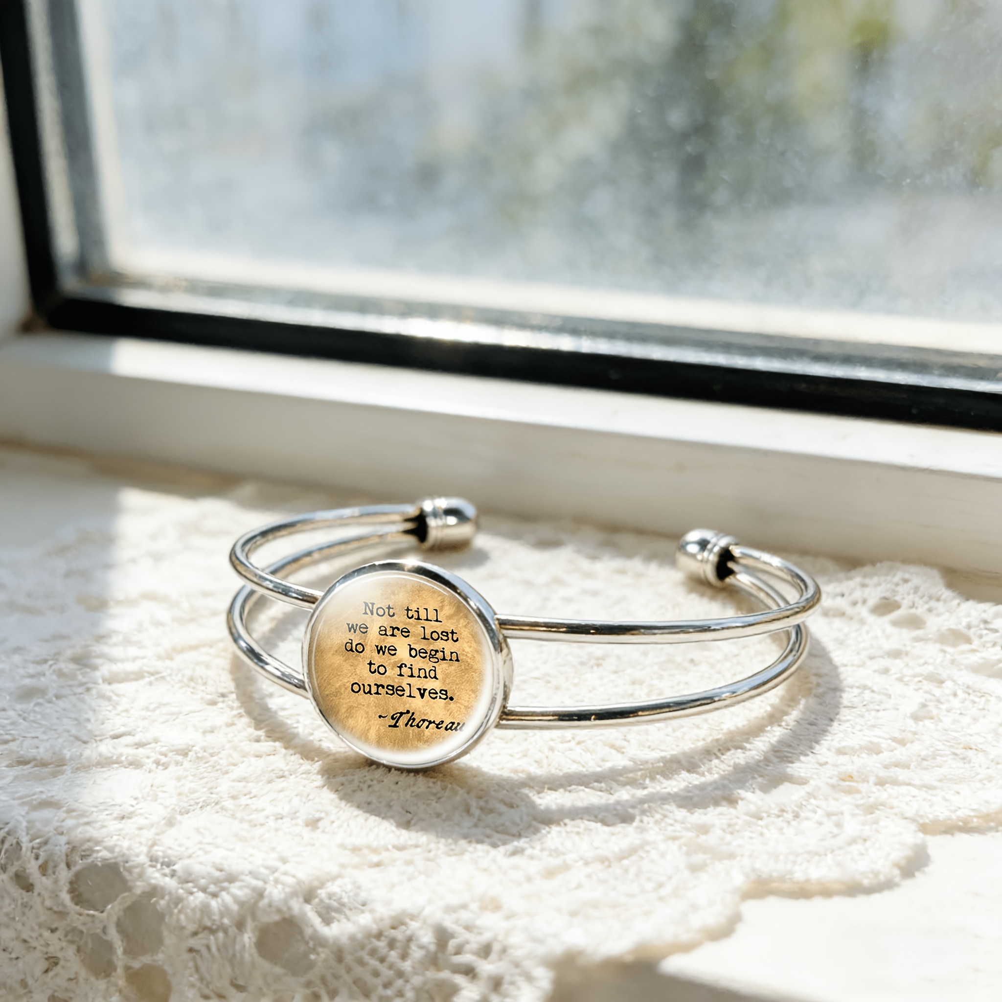 Adjustable Opening Bracelet with Round Badge Design